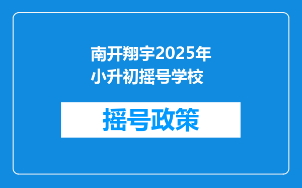 南开翔宇2025年小升初摇号学校