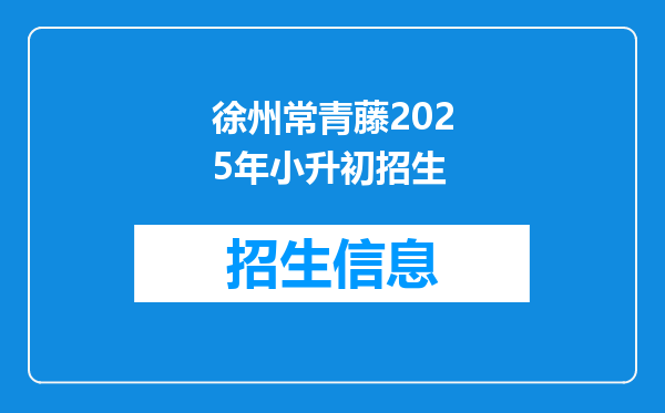 徐州常青藤2025年小升初招生