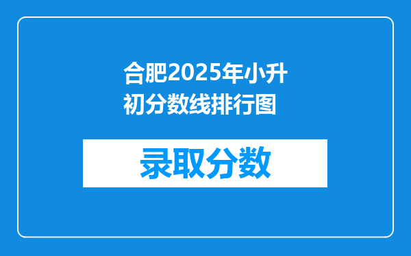 合肥2025年小升初分数线排行图