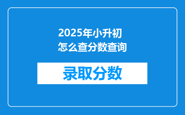 2025年小升初怎么查分数查询