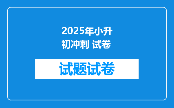 2025年小升初冲刺 试卷