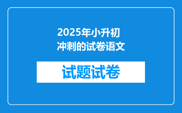 2025年小升初冲刺的试卷语文