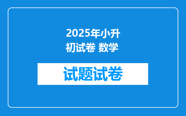 2025年小升初试卷 数学