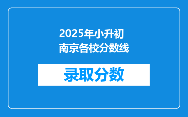 2025年小升初南京各校分数线