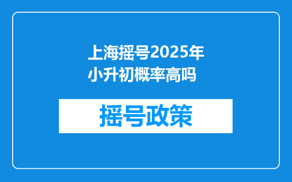 上海摇号2025年小升初概率高吗