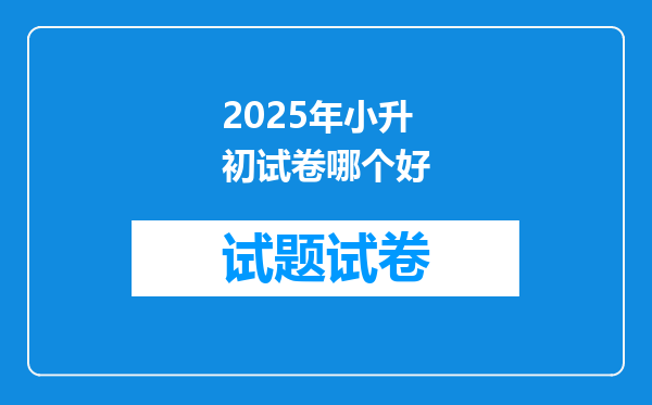 2025年小升初试卷哪个好