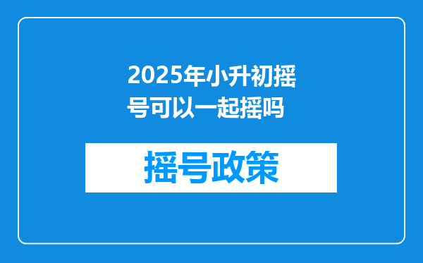 2025年小升初摇号可以一起摇吗