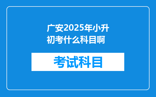 广安2025年小升初考什么科目啊