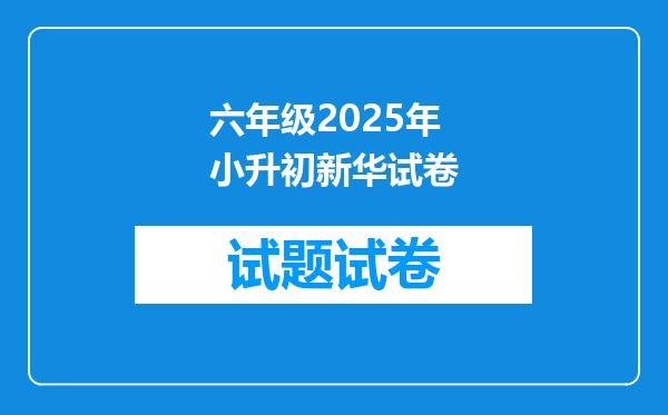 六年级2025年小升初新华试卷