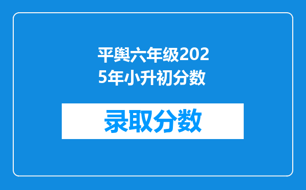 平舆六年级2025年小升初分数