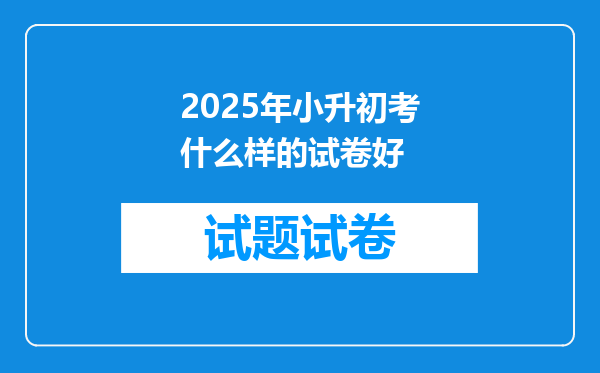 2025年小升初考什么样的试卷好