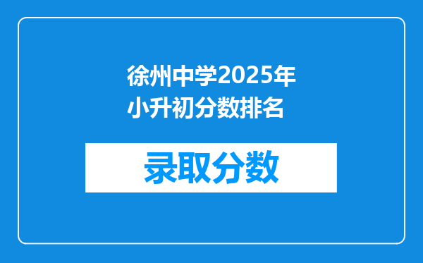 徐州中学2025年小升初分数排名