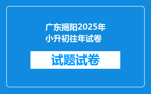 广东揭阳2025年小升初往年试卷