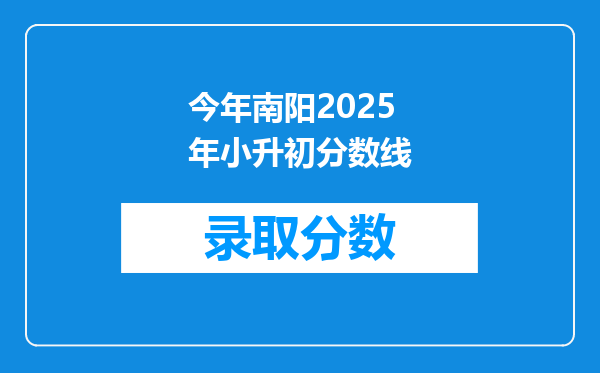 今年南阳2025年小升初分数线