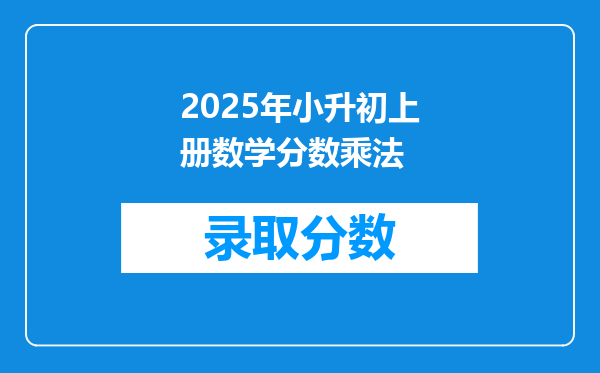 2025年小升初上册数学分数乘法