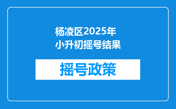 杨凌区2025年小升初摇号结果