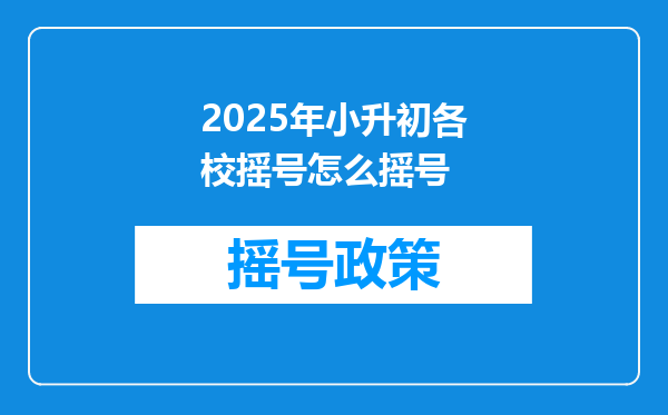 2025年小升初各校摇号怎么摇号