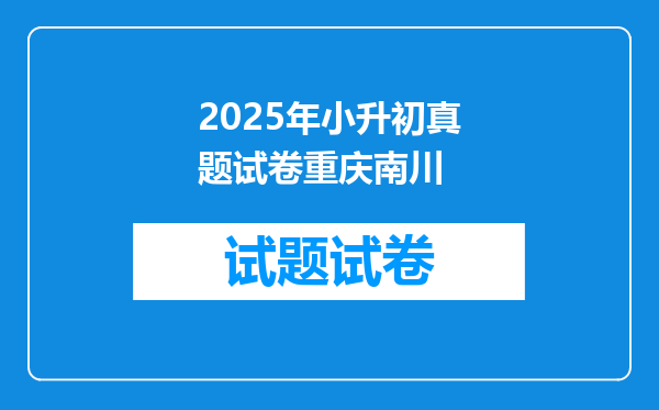 2025年小升初真题试卷重庆南川