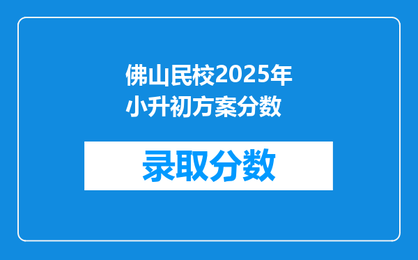 佛山民校2025年小升初方案分数