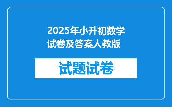 2025年小升初数学试卷及答案人教版