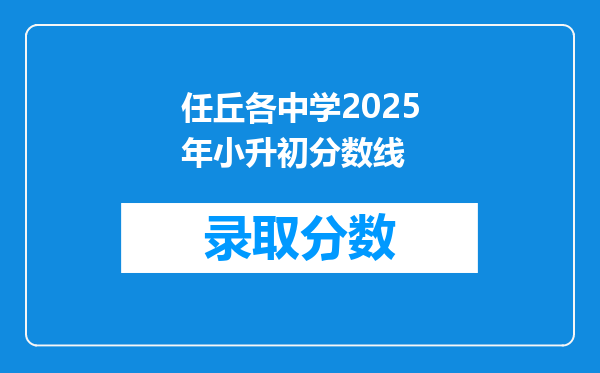 任丘各中学2025年小升初分数线