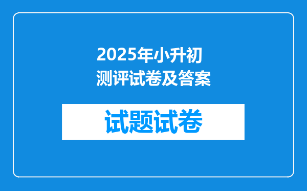 2025年小升初测评试卷及答案