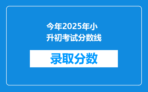 今年2025年小升初考试分数线