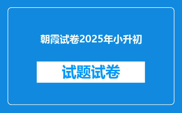 朝霞试卷2025年小升初