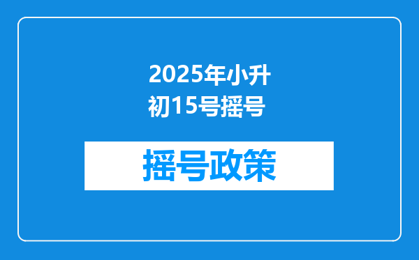 2025年小升初15号摇号