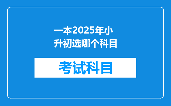 一本2025年小升初选哪个科目