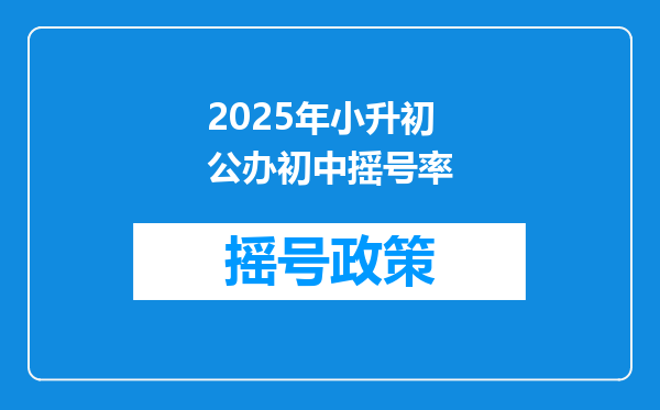 2025年小升初公办初中摇号率