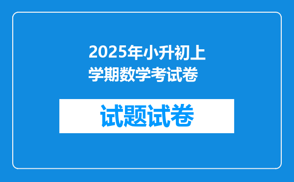 2025年小升初上学期数学考试卷