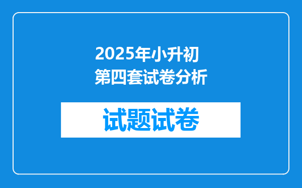 2025年小升初第四套试卷分析