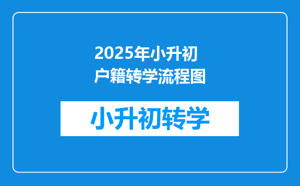 2025年小升初户籍转学流程图