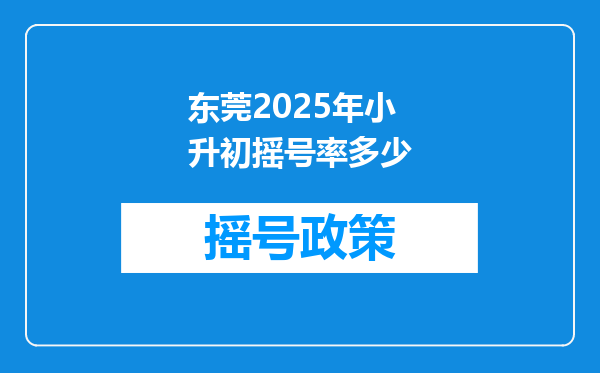 东莞2025年小升初摇号率多少