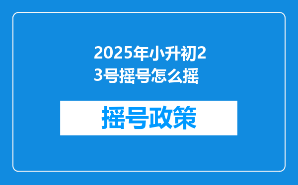 2025年小升初23号摇号怎么摇