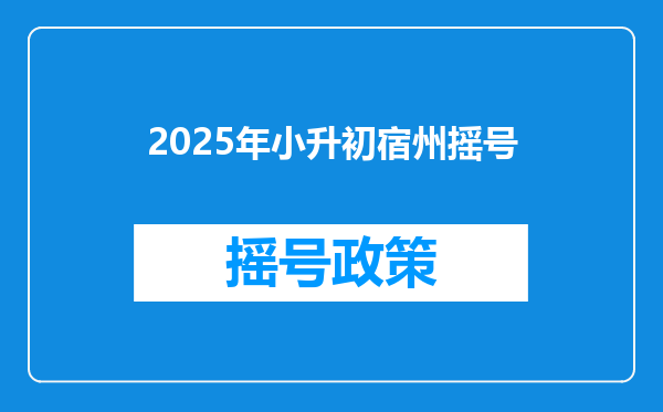 2025年小升初宿州摇号