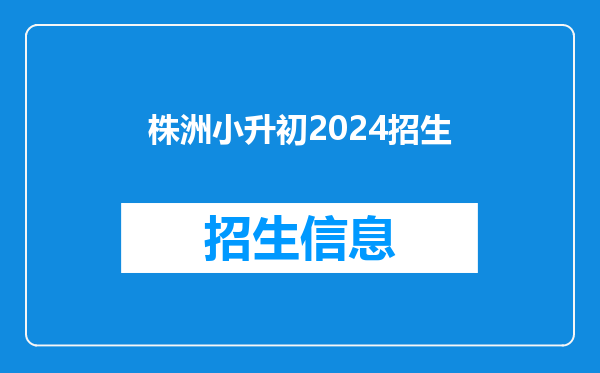 株洲小升初2024招生