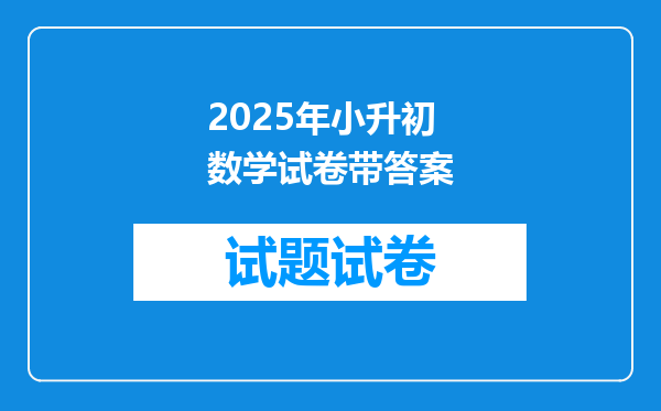 2025年小升初数学试卷带答案