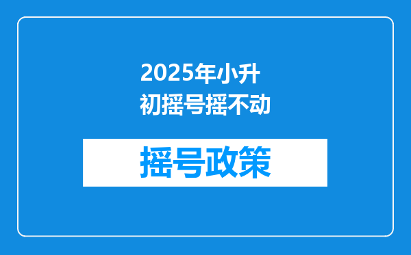 2025年小升初摇号摇不动