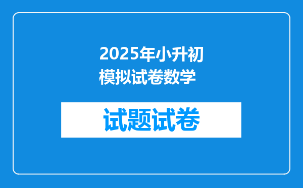 2025年小升初模拟试卷数学