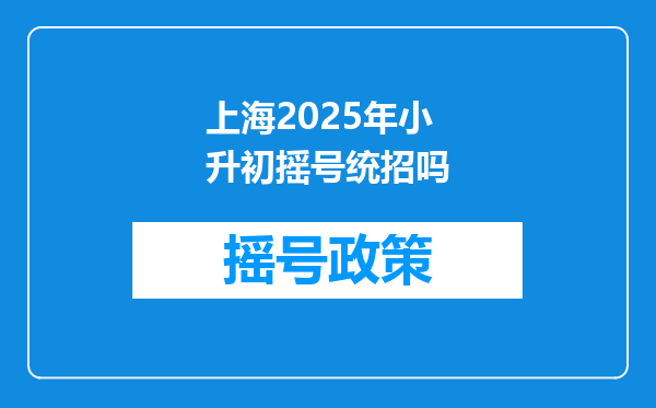 上海2025年小升初摇号统招吗