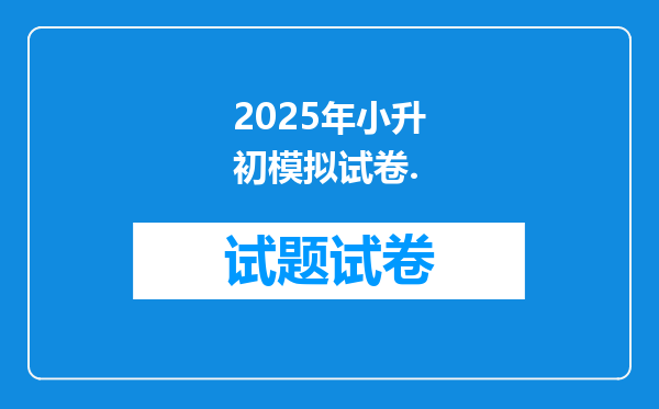 2025年小升初模拟试卷.