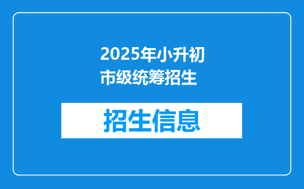 2025年小升初市级统筹招生