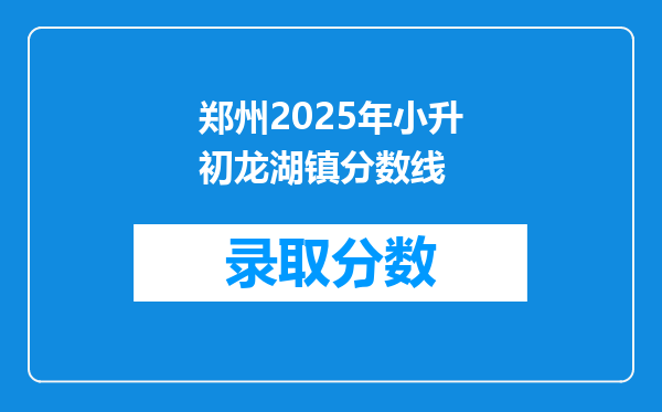 郑州2025年小升初龙湖镇分数线