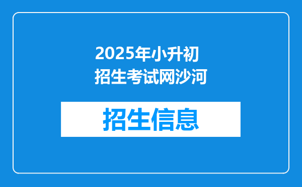 2025年小升初招生考试网沙河