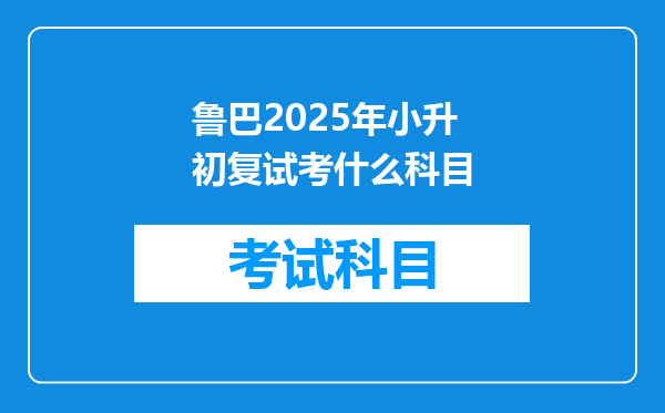 鲁巴2025年小升初复试考什么科目