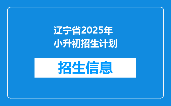 辽宁省2025年小升初招生计划