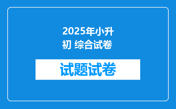 2025年小升初 综合试卷