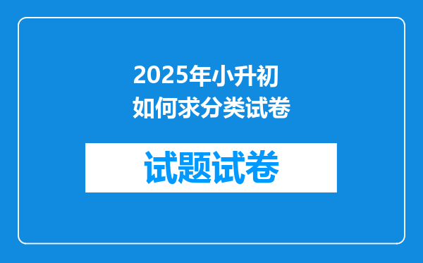 2025年小升初如何求分类试卷